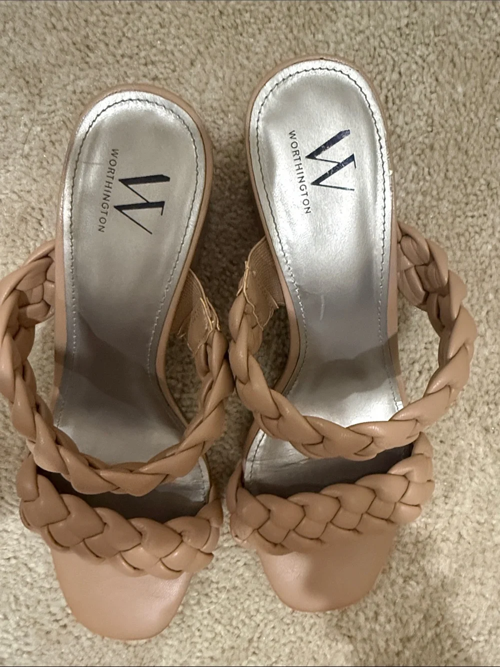 Worthington Braided Nude Block Heel Sandals
